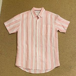 Men's Striped Button Down Short Sleeve Shirt, xs (S - runs a size big)